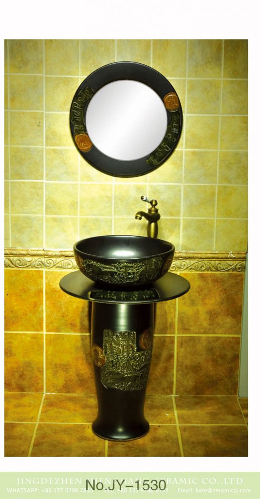 SJJY-1530-63立柱盆_09-534x1024 Traditional retro design matte black color porcelain one piece basin     SJJY-1530-63 - shengjiang  ceramic  factory   porcelain art hand basin wash sink