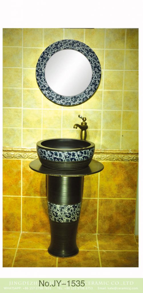 SJJY-1535-64立柱盆_08-501x1024 Hand carved matte black color with blue and white pattern column basin     SJJY-1535-64 - shengjiang  ceramic  factory   porcelain art hand basin wash sink