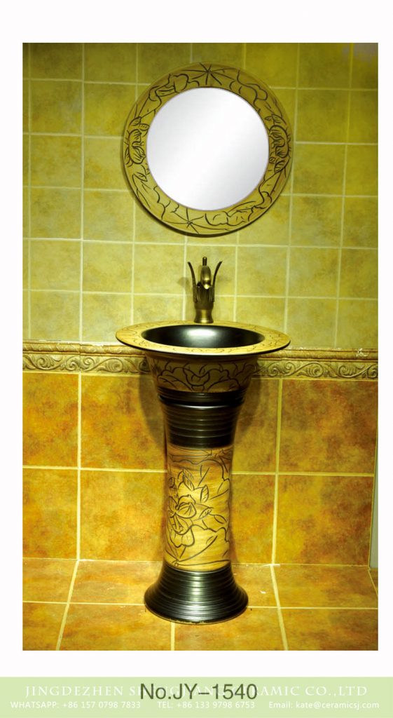 SJJY-1540-65立柱盆_07-561x1024 Best selling retro porcelain with hand carved pattern column basin      SJJY-1540-65 - shengjiang  ceramic  factory   porcelain art hand basin wash sink