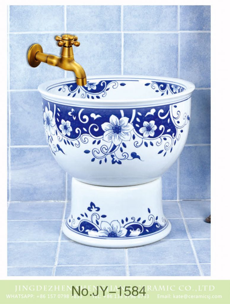 SJJY-1584-74拖把池_07-776x1024 SJJY-1584-74    Large bulk sale blue and white ceramic easy clean mop sink - shengjiang  ceramic  factory   porcelain art hand basin wash sink