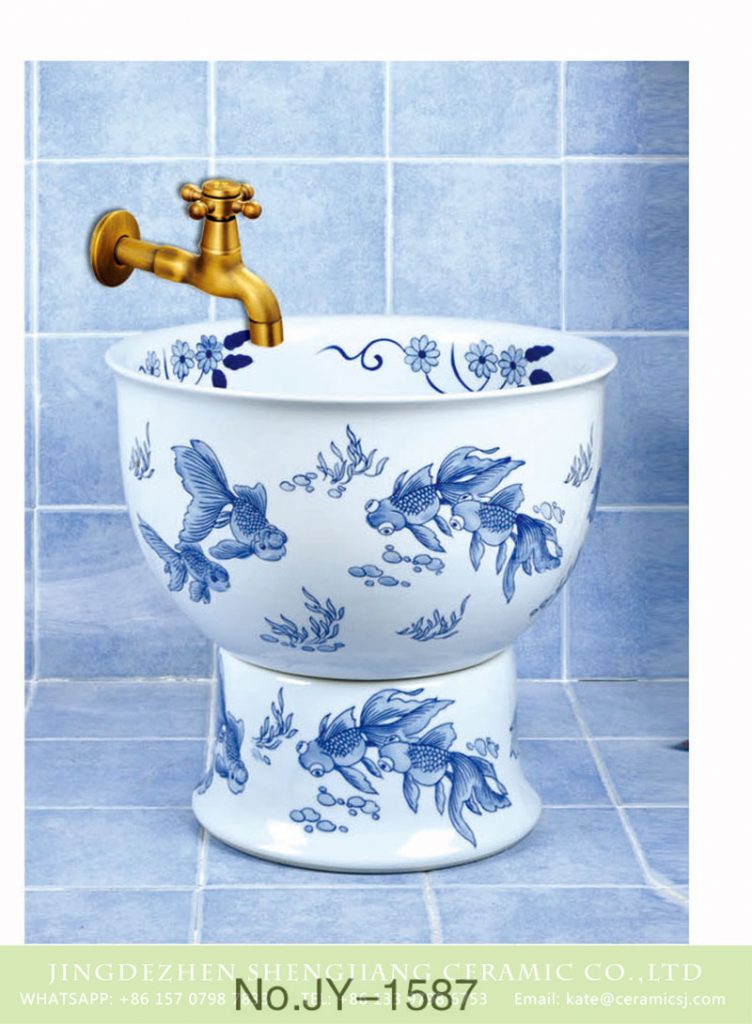 SJJY-1587-74拖把池_10-1-752x1024 SJJY-1587-74   Jingdezhen porcelain city produce goldfish pattern mop pool - shengjiang  ceramic  factory   porcelain art hand basin wash sink