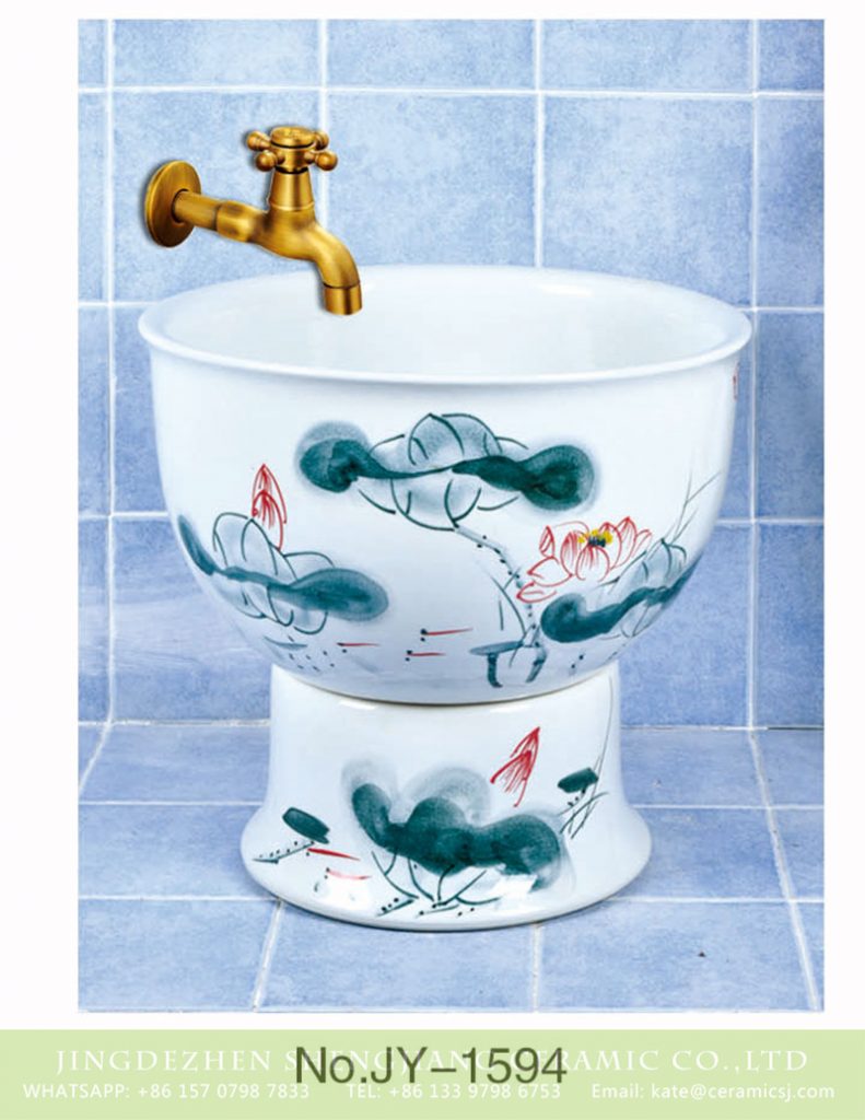 SJJY-1594-75拖把池_08-791x1024 SJJY-1594-75  Factory outlet white ceramic freehand sketching lotus device sink - shengjiang  ceramic  factory   porcelain art hand basin wash sink