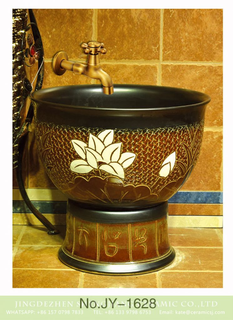 SJJY-1628-79拖把池_05-745x1024 SJJY-1628-79   Handmade ancient ceramic lotus flower device mop sink - shengjiang  ceramic  factory   porcelain art hand basin wash sink