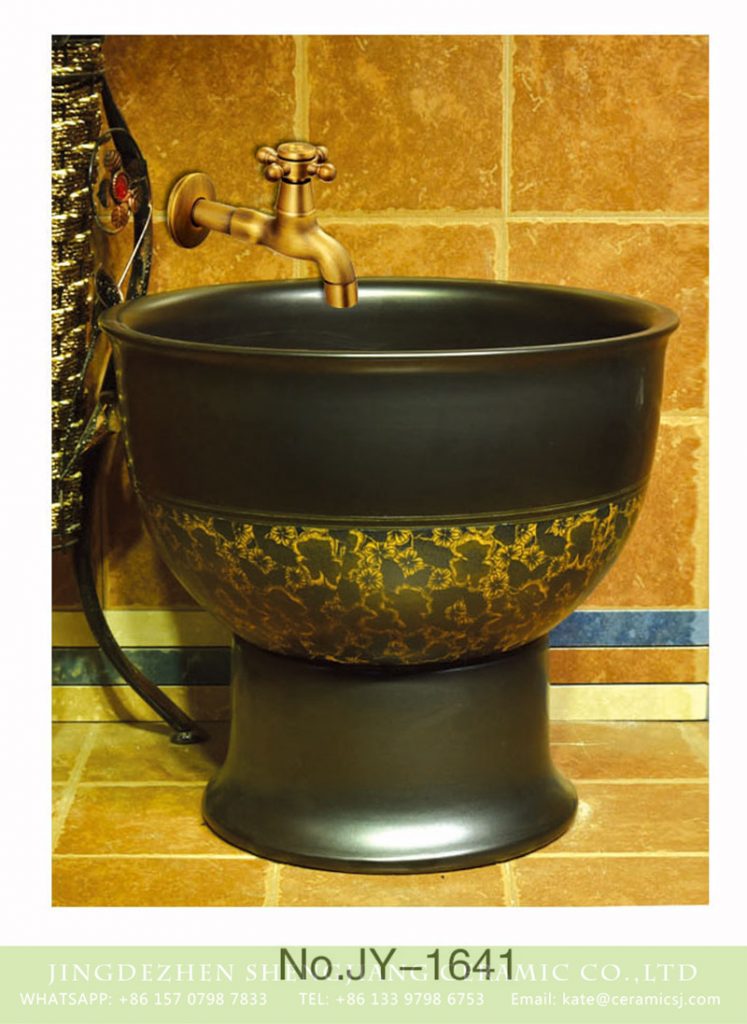 SJJY-1641-80拖把池_10-747x1024 SJJY-1641-80   Easy cleaning matte black plain color porcelain mop sink - shengjiang  ceramic  factory   porcelain art hand basin wash sink
