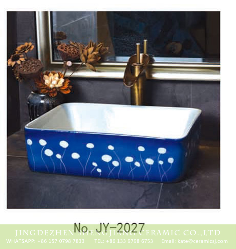 SJJY-2027-5四方台盆_13 SJJY-2027-5   Shengjiang factory produce white ceramic with blue surface vanity basin - shengjiang  ceramic  factory   porcelain art hand basin wash sink