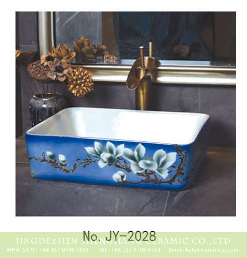 SJJY-2028-5四方台盆_14 SJJY-2028-5    Popular sale product white ceramic with hand painted art pattern wash sink - shengjiang  ceramic  factory   porcelain art hand basin wash sink