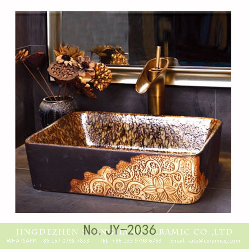 SJJY-2036-6四方台盆_10-1 SJJY-2036-6   China exporter best choice hand carved art durable sanitary ware - shengjiang  ceramic  factory   porcelain art hand basin wash sink