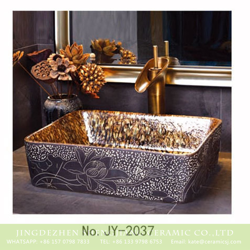 SJJY-2037-6四方台盆_11 SJJY-2037-6   Popular sale hand craft product square wash basin - shengjiang  ceramic  factory   porcelain art hand basin wash sink