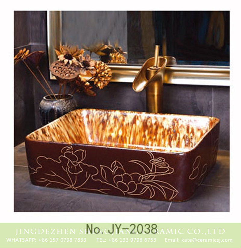 SJJY-2038-6四方台盆_12 SJJY-2038-6   Hand painted ancient style vanity basin - shengjiang  ceramic  factory   porcelain art hand basin wash sink