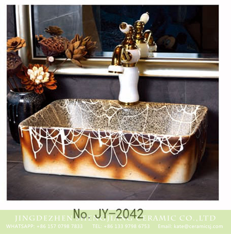 SJJY-2042-7有孔四方台盆_03 SJJY-2042-7   Ceramic capital hot sell art square wash sink - shengjiang  ceramic  factory   porcelain art hand basin wash sink