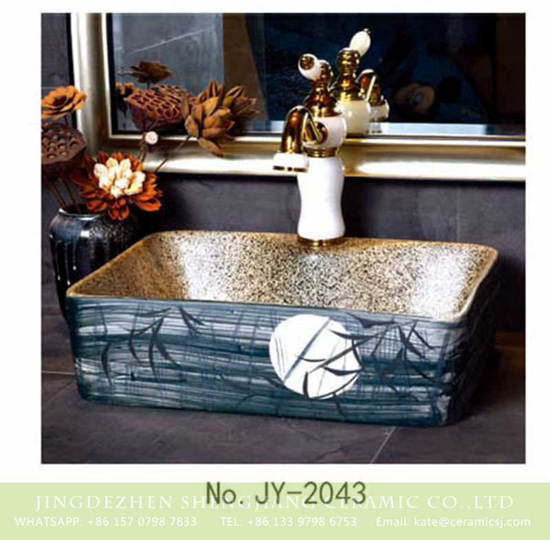 SJJY-2043-7有孔四方台盆_04 SJJY-2043-7   Chinese freehand brush work design art porcelain square vanity basin - shengjiang  ceramic  factory   porcelain art hand basin wash sink