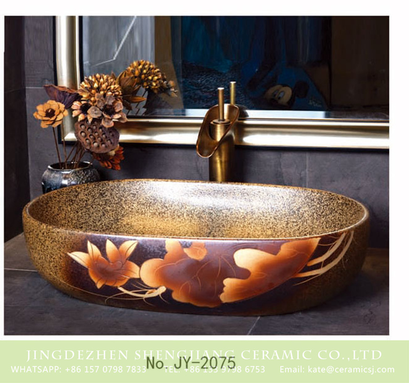 SJJY-2075-10大冬瓜盆_08 SJJY-2075-10   Imitating marble ceramic hand painted vanity basin - shengjiang  ceramic  factory   porcelain art hand basin wash sink
