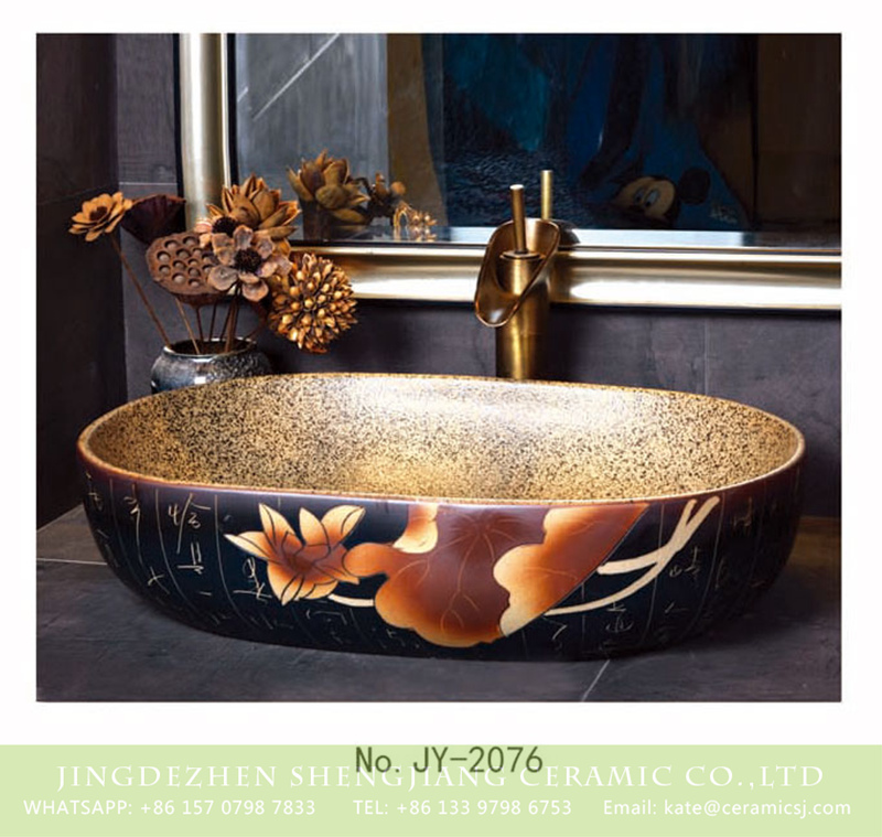 SJJY-2076-10大冬瓜盆_09 SJJY-2076-10   China high quality porcelain retro oval sanitary ware  - shengjiang  ceramic  factory   porcelain art hand basin wash sink