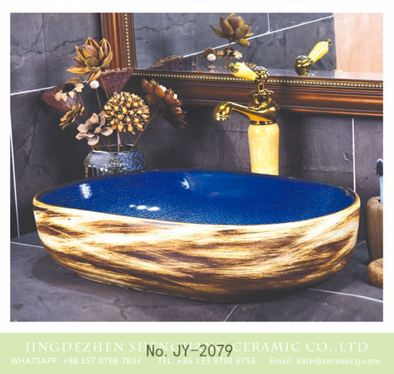 SJJY-2079-11大冬瓜盆_06 SJJY-2079-11    Asia online sale deep blue inside smooth sanitary basin - shengjiang  ceramic  factory   porcelain art hand basin wash sink