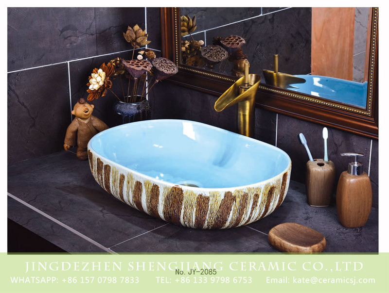 SJJY-2085-12大冬瓜盆_07 SJJY-2085-12   Jingdezhen factory modern design oval wash sink - shengjiang  ceramic  factory   porcelain art hand basin wash sink
