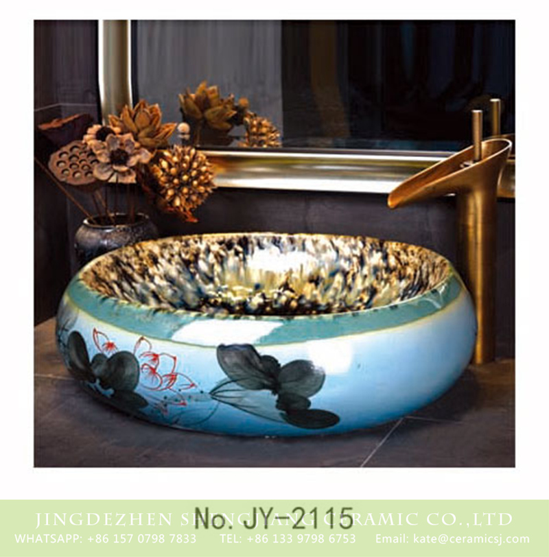 SJJY-2115-16中号椭圆盆_15 SJJY-2115-16   Home decor ceramic art ink painting surface toilet basin - shengjiang  ceramic  factory   porcelain art hand basin wash sink