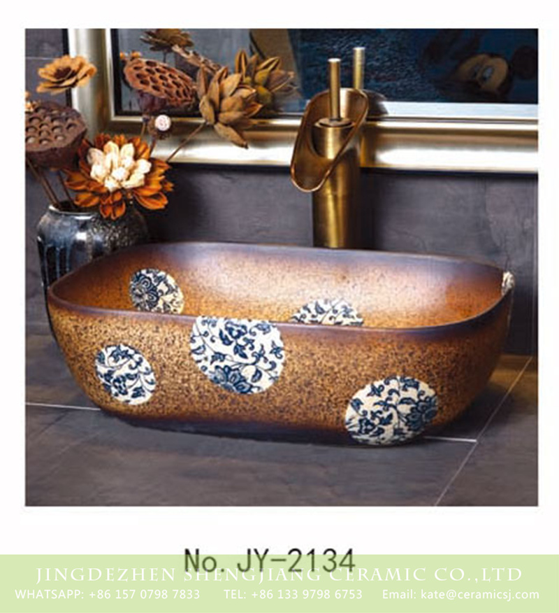 SJJY-2134-18薄口小椭圆盆_13 SJJY-2134-18   Made in China ceramic with blue and white device vanity basin - shengjiang  ceramic  factory   porcelain art hand basin wash sink