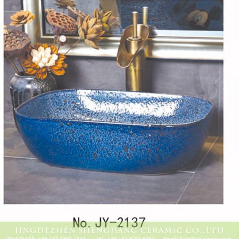 SJJY-2137-19   Factory cheap price blue color metal glazed wash sink
