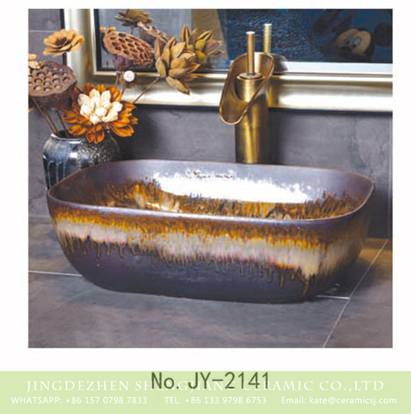 SJJY-2141-19薄口小椭圆盆_08 SJJY-2141-19   Elegant ceramic color glazed art durable wash sink - shengjiang  ceramic  factory   porcelain art hand basin wash sink
