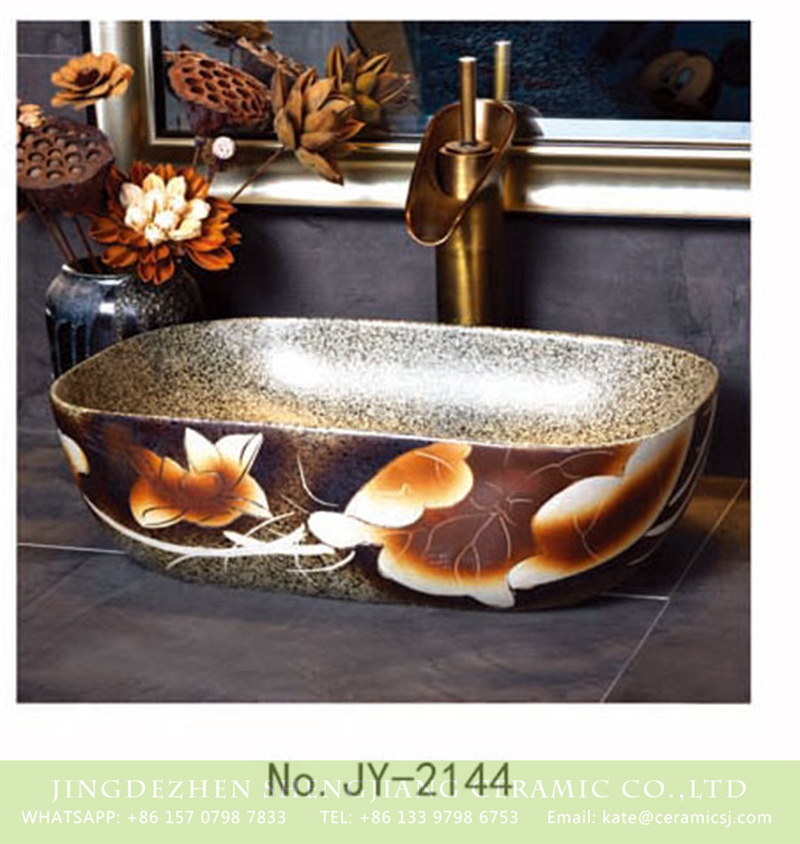SJJY-2144-19薄口小椭圆盆_12 SJJY-2144-19  Marble ceramic with lotus pattern wash hand basin - shengjiang  ceramic  factory   porcelain art hand basin wash sink