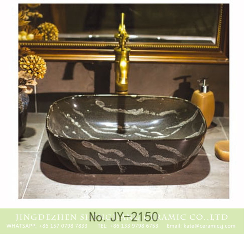 SJJY-2150-20薄口小椭圆盆_08 SJJY-2150-20   Dark color smooth ceramic easy cleaning wash hand basin - shengjiang  ceramic  factory   porcelain art hand basin wash sink