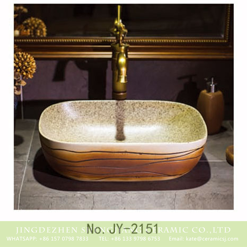 SJJY-2151-20薄口小椭圆盆_09 SJJY-2151-20   Hand carved surface and marble inner wall vanity basin - shengjiang  ceramic  factory   porcelain art hand basin wash sink