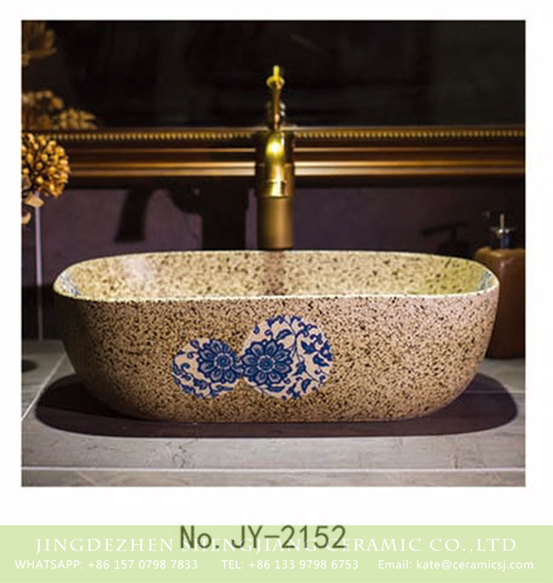 SJJY-2152-20薄口小椭圆盆_10 SJJY-2152-20  Marble ceramic with blue and white device wash sink - shengjiang  ceramic  factory   porcelain art hand basin wash sink