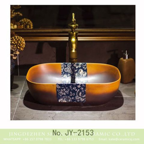 SJJY-2153-20  Jingdezhen factory direct retro porcelain with blue and white device wash sink 
