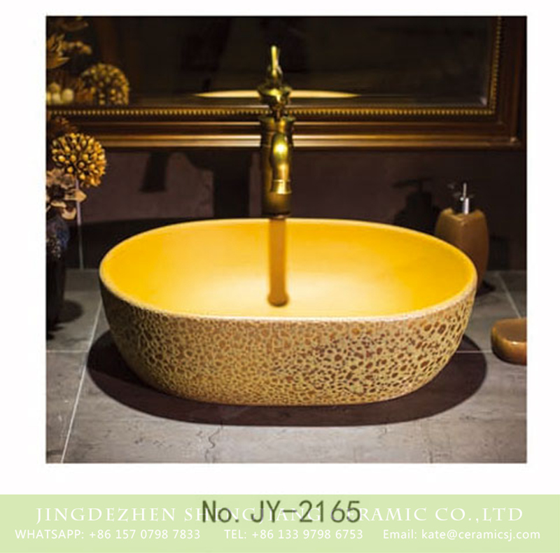 SJJY-2165-21小冬瓜_11 SJJY-2165-21   Hand painted yellow color porcelain wax gourd basin - shengjiang  ceramic  factory   porcelain art hand basin wash sink