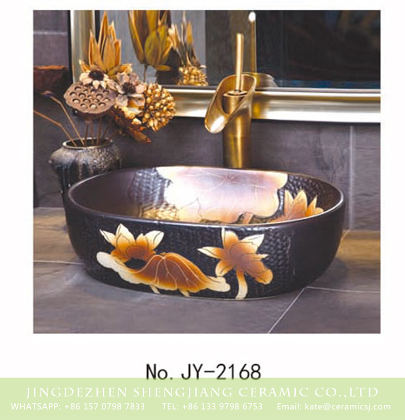 SJJY-2168-21小冬瓜_14 SJJY-2168-21   China retro style ceramic with manual sculpture vanity basin - shengjiang  ceramic  factory   porcelain art hand basin wash sink