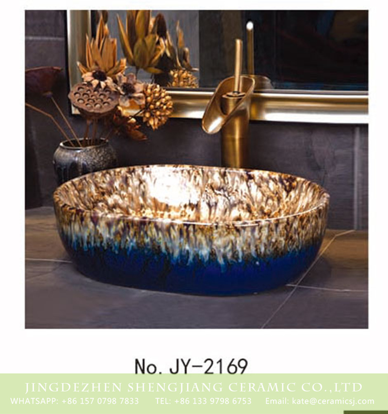 SJJY-2169-21小冬瓜_15 SJJY-2169-21   Easy cleaning porcelain color glazed art basin - shengjiang  ceramic  factory   porcelain art hand basin wash sink