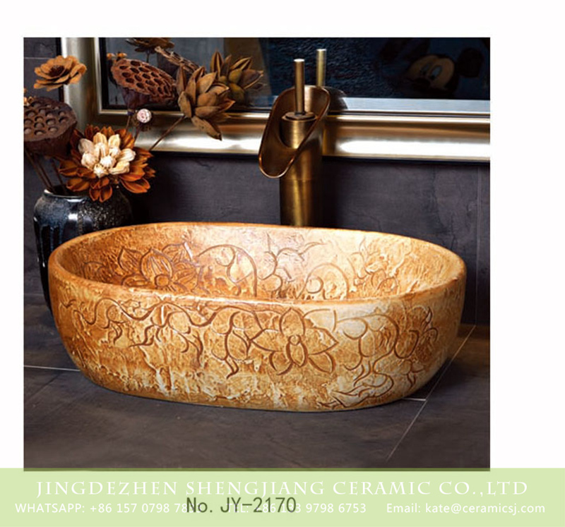 SJJY-2170-22小冬瓜盆_03 SJJY-2170-22   Manual sculpture unique device wax gourd basin - shengjiang  ceramic  factory   porcelain art hand basin wash sink