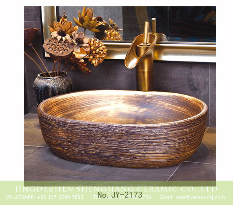 SJJY-2173-22小冬瓜盆_07 SJJY-2173-22   China conventional retro style wax gourd basin - shengjiang  ceramic  factory   porcelain art hand basin wash sink