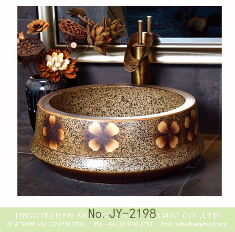 SJJY-2198-25聚宝盆_07 SJJY-2198-25   Imitating marble ceramic with hand painted flowers vanity basin - shengjiang  ceramic  factory   porcelain art hand basin wash sink