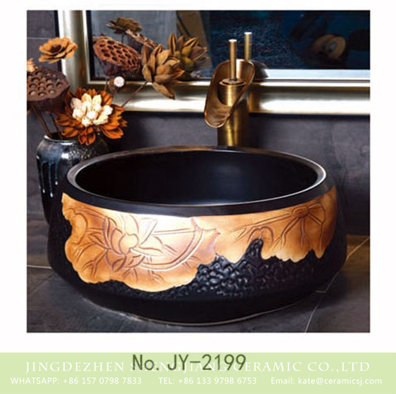 SJJY-2199-25聚宝盆_08 SJJY-2199-25   Hand engraving exquisite pattern surface wash basin - shengjiang  ceramic  factory   porcelain art hand basin wash sink