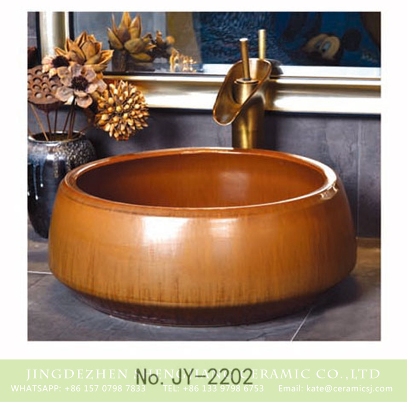 SJJY-2202-25聚宝盆_11 SJJY-2202-25   Handmade solid color durable sanitary ware - shengjiang  ceramic  factory   porcelain art hand basin wash sink