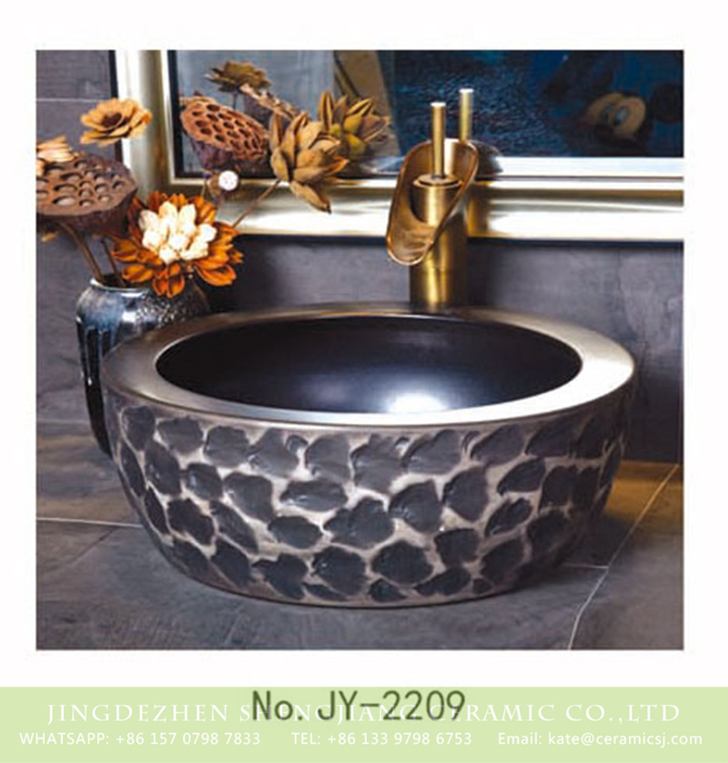 SJJY-2209-26腰鼓形盆_05 SJJY-2209-26   Black high quality ceramic thick edge sanitary ware - shengjiang  ceramic  factory   porcelain art hand basin wash sink