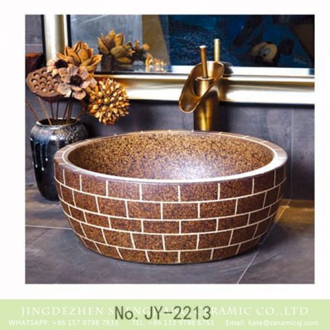SJJY-2213-26   Bathroom marble porcelain with check pattern outside vanity basin