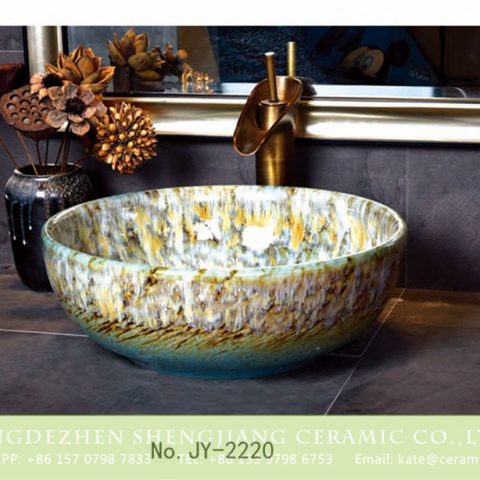 SJJY-2220-27   Popular sale product color glazed art basin 