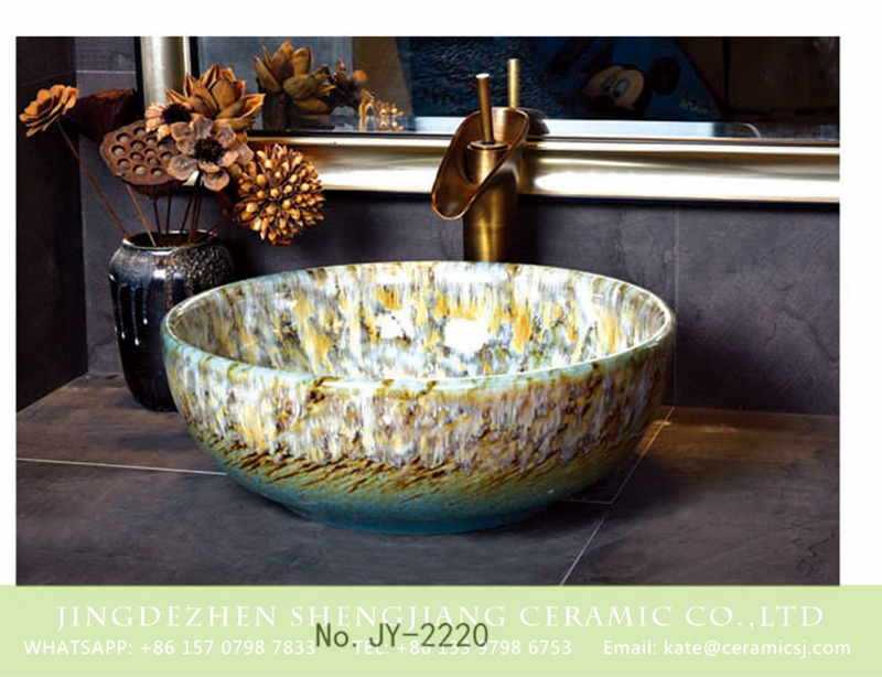 SJJY-2220-27碗形盆_04 SJJY-2220-27   Popular sale product color glazed art basin  - shengjiang  ceramic  factory   porcelain art hand basin wash sink