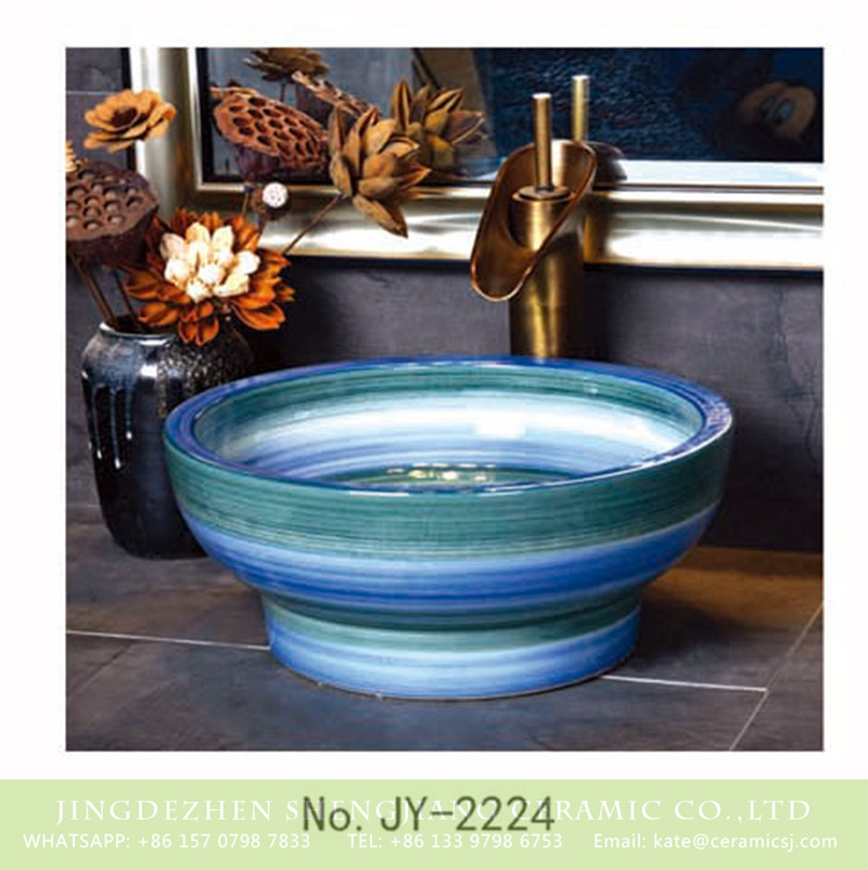 SJJY-2224-28小号盆_03 SJJY-2224-28  The gradient blue unique shape wash sink - shengjiang  ceramic  factory   porcelain art hand basin wash sink