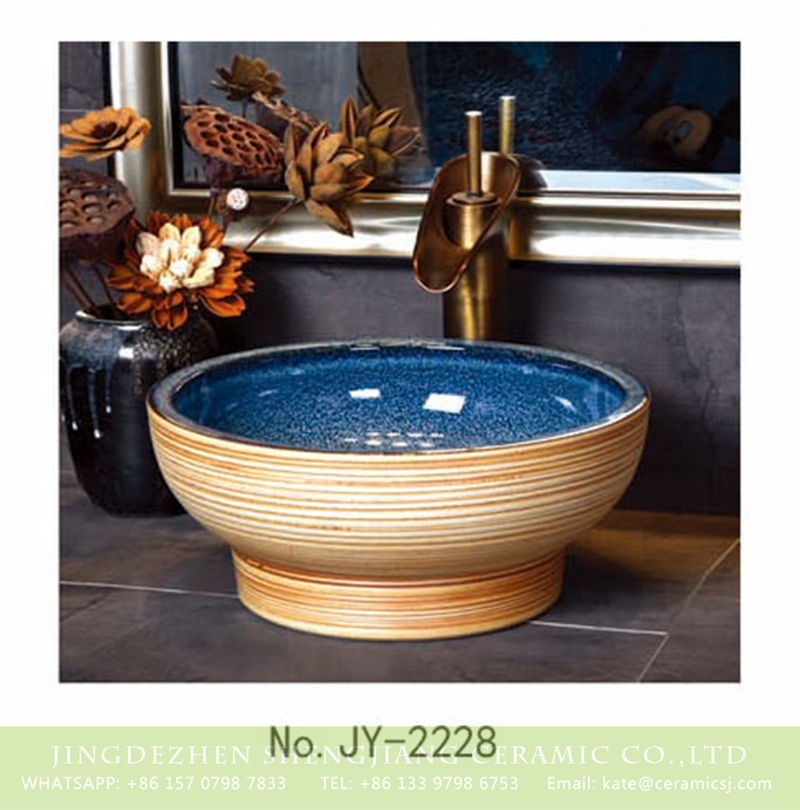 SJJY-2228-28小号盆_08 SJJY-2228-28  Shengjiang factory unique design ceramic blue color smooth inner wall sink  - shengjiang  ceramic  factory   porcelain art hand basin wash sink