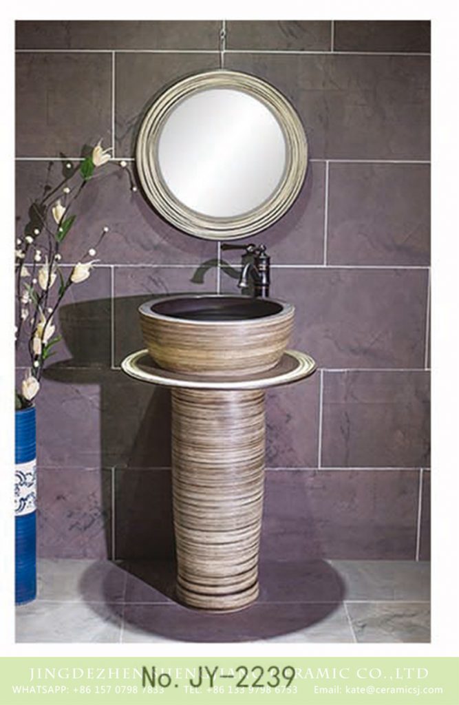 SJJY-2239-30柱盆_03-667x1024 SJJY-2239-30   Household porcelain solid color durable pedestal basin  - shengjiang  ceramic  factory   porcelain art hand basin wash sink