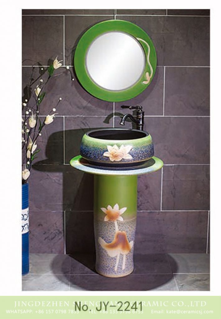 SJJY-2241-30柱盆_07-710x1024 SJJY-2241-30  Outdoor ceramic green color glazed one piece basin - shengjiang  ceramic  factory   porcelain art hand basin wash sink