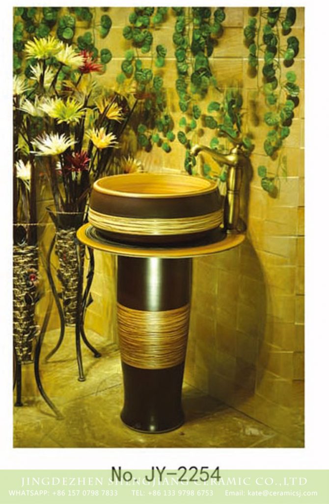 SJJY-2254-31柱盆_12-670x1024 SJJY-2254-31   Easy cleaning brown and wood color ceramic retro basin - shengjiang  ceramic  factory   porcelain art hand basin wash sink