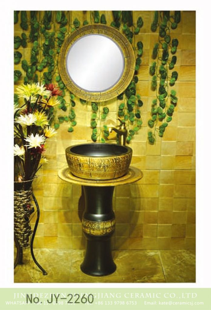 SJJY-2260-32柱盆_09-697x1024 SJJY-2260-32   Matte color unique design column basin - shengjiang  ceramic  factory   porcelain art hand basin wash sink