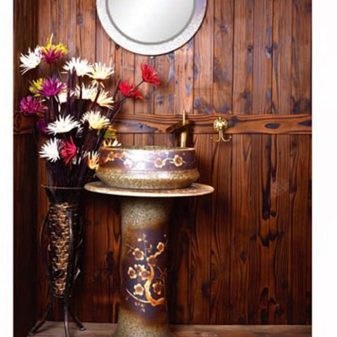 SJJY-2269-33    Pure hand painted plum flower pattern one piece basin
