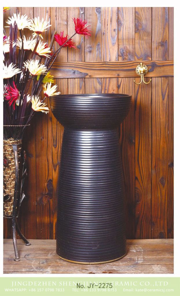 SJJY-2275-34柱盆_03-623x1024 SJJY-2275-34  Special design matte black color durable one piece basin - shengjiang  ceramic  factory   porcelain art hand basin wash sink