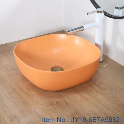 JY19-6E7A5282 orange color and a little square modern porcelain washbasin