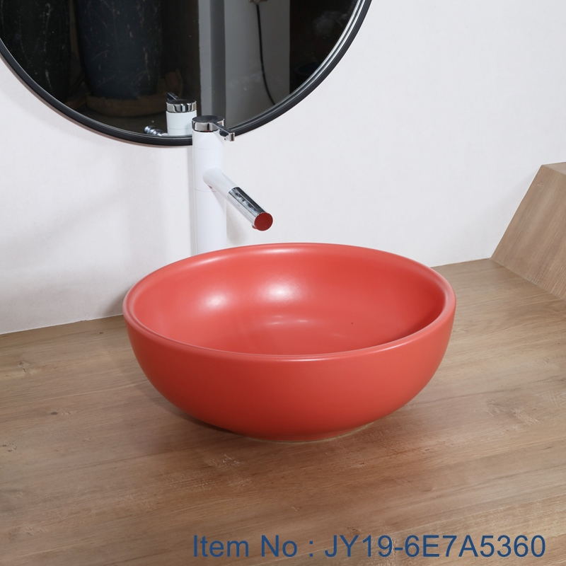 JY19-6E7A5360_看图王 JY19-6E7A5360 China wholesale red glazed bathroom porcelain table top vanity basin - shengjiang  ceramic  factory   porcelain art hand basin wash sink